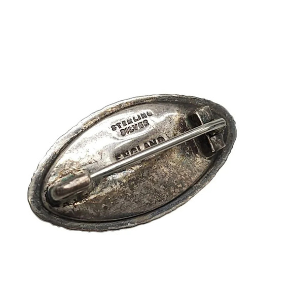 Sterling Silver Morpho Butterfly Wings Oval Brooch Pin Vintage Made in Englanda - Picture 4 of 5